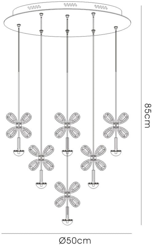 Diyas Aviva 50cm Round 16 Light 4000K LED Polished Chrome/Crystal Ceiling Pendant Light Fitting