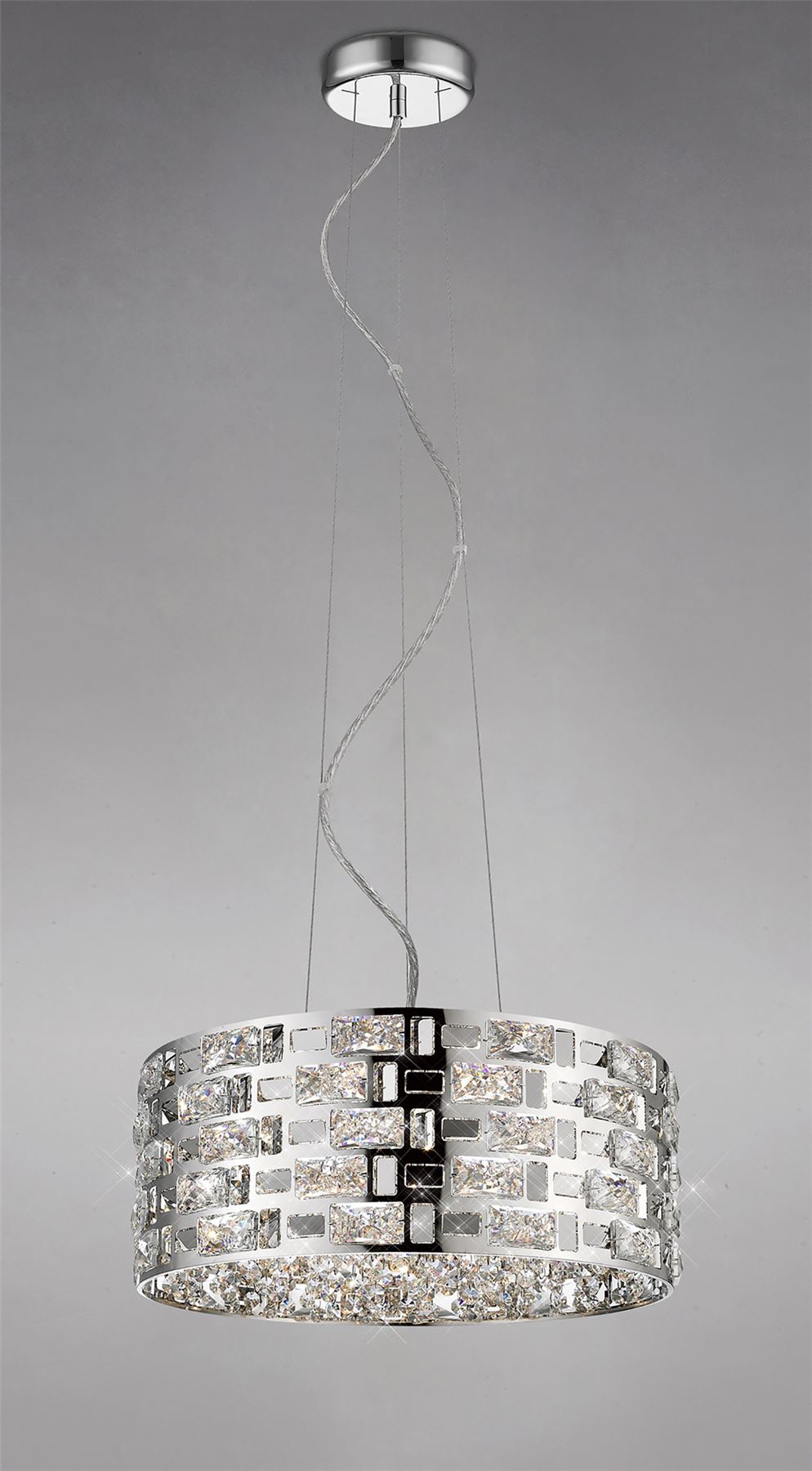 Mantra Fusion Destello 46.5cm Pendant Round 5 Light G9 Polished Chrome/Crystal