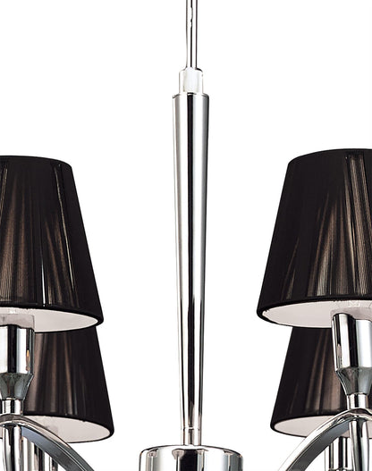 Mantra M0342 Siena Pendant Round 6 Light E14, Polished Chrome with Black Shades and Black Crystal