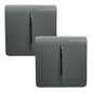 Trendi 1 Gang 2 Way 240V Screwless Artistic Modern Glossy 10 Amp Chrome Rocker Electrical Wall Light Switch in Charcoal Grey (2 PACK)