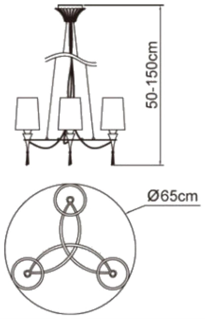 Mantra Lucca 65cm Pendant 3 Light E27, Polished Chrome with White Shades & Clear Crystal