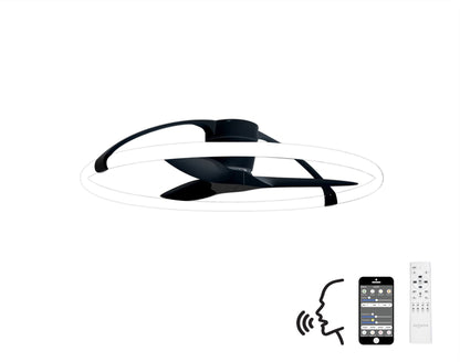 Nepal 105cm 75W LED Dimmable Light With Built-In 35W DC Reversible Fan, Black Finish c/w Remote Control, APP & Alexa/Google Voice Control, 7200lm