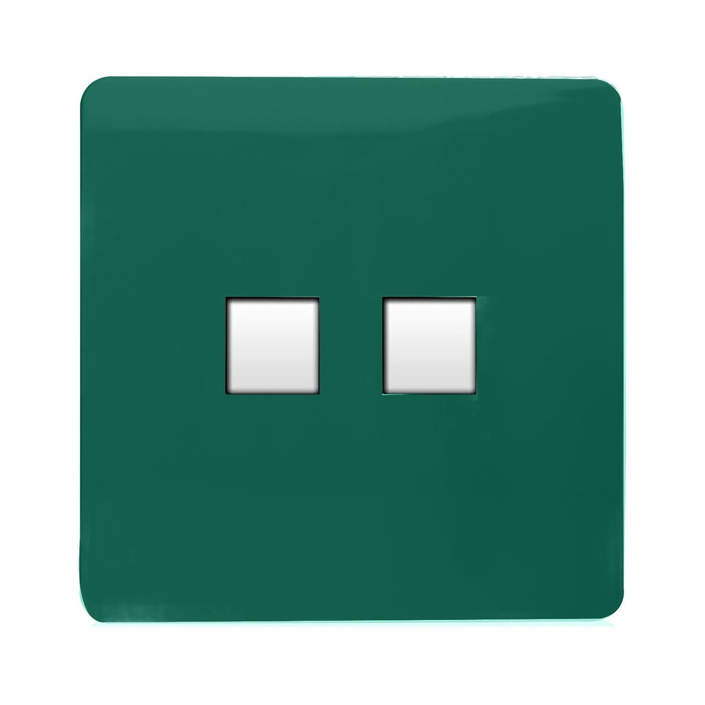 Trendi Artistic Modern Glossy Tactile Telephone Socket + Cat 5e&Cat 6 RJ45 PC Socket Dark Green