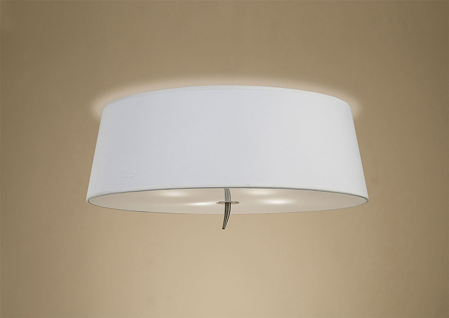 Mantra Ninette 60cm Flush Ceiling 4 Light E27, Antique Brass with Ivory White Shade