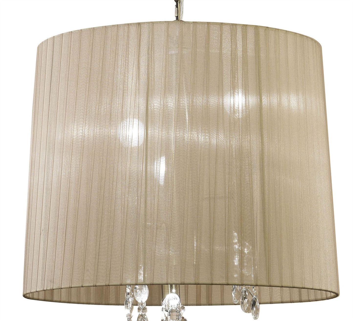 Mantra M3880 Tiffany Pendant 3+3 Light E14+G9, Antique Brass with Soft Bronze Shade & Clear Crystal