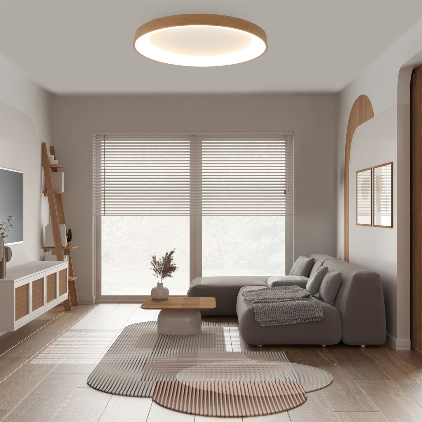 Mantra Fusion Niseko Ring Ceiling 90cm 78W LED, 3000K, 6200lm, Wood, 3yrs Warranty Ceiling