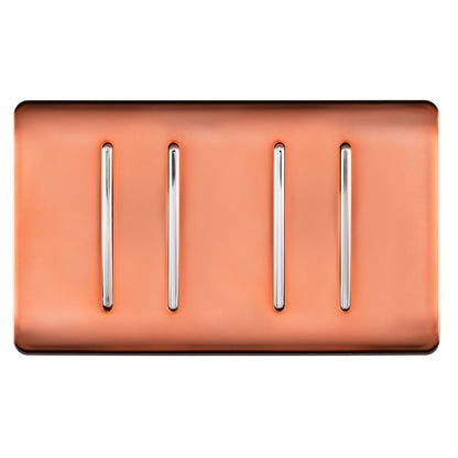 Trendi 4 Gang (2 Way & 1x Intermediate) Glossy 10 Amp Rocker Light Switch Copper