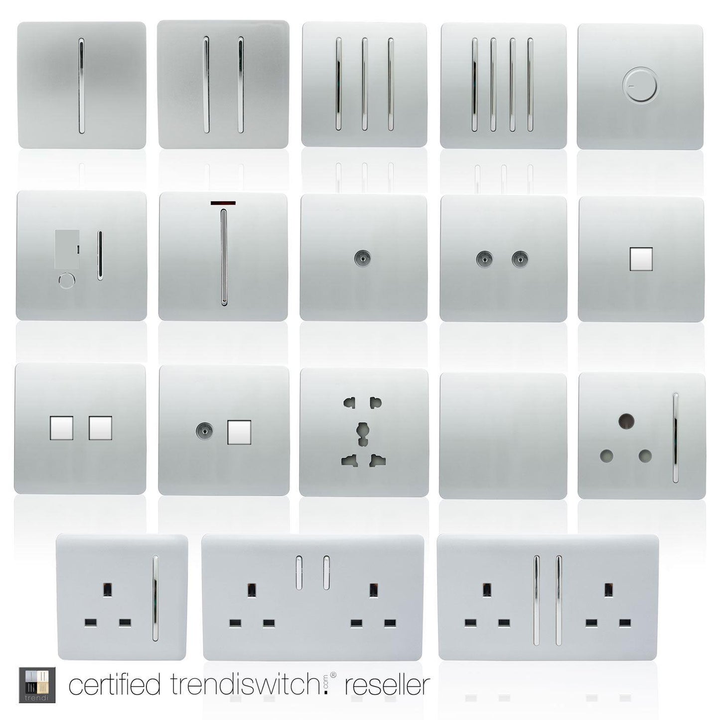 Trendi Artistic Modern 45 A Cooker Switch Inc Plug Socket & Neon Insert Silver
