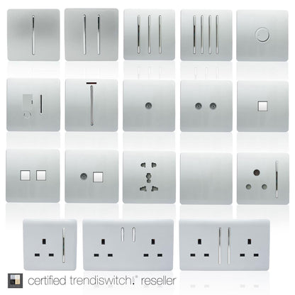 Trendi Artistic Modern 45 A Cooker Switch Inc Plug Socket & Neon Insert Silver