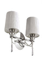 Mantra Lucca Wall Light Switched 2 Light E27, Polished Chrome with White Shades & Clear Crystal