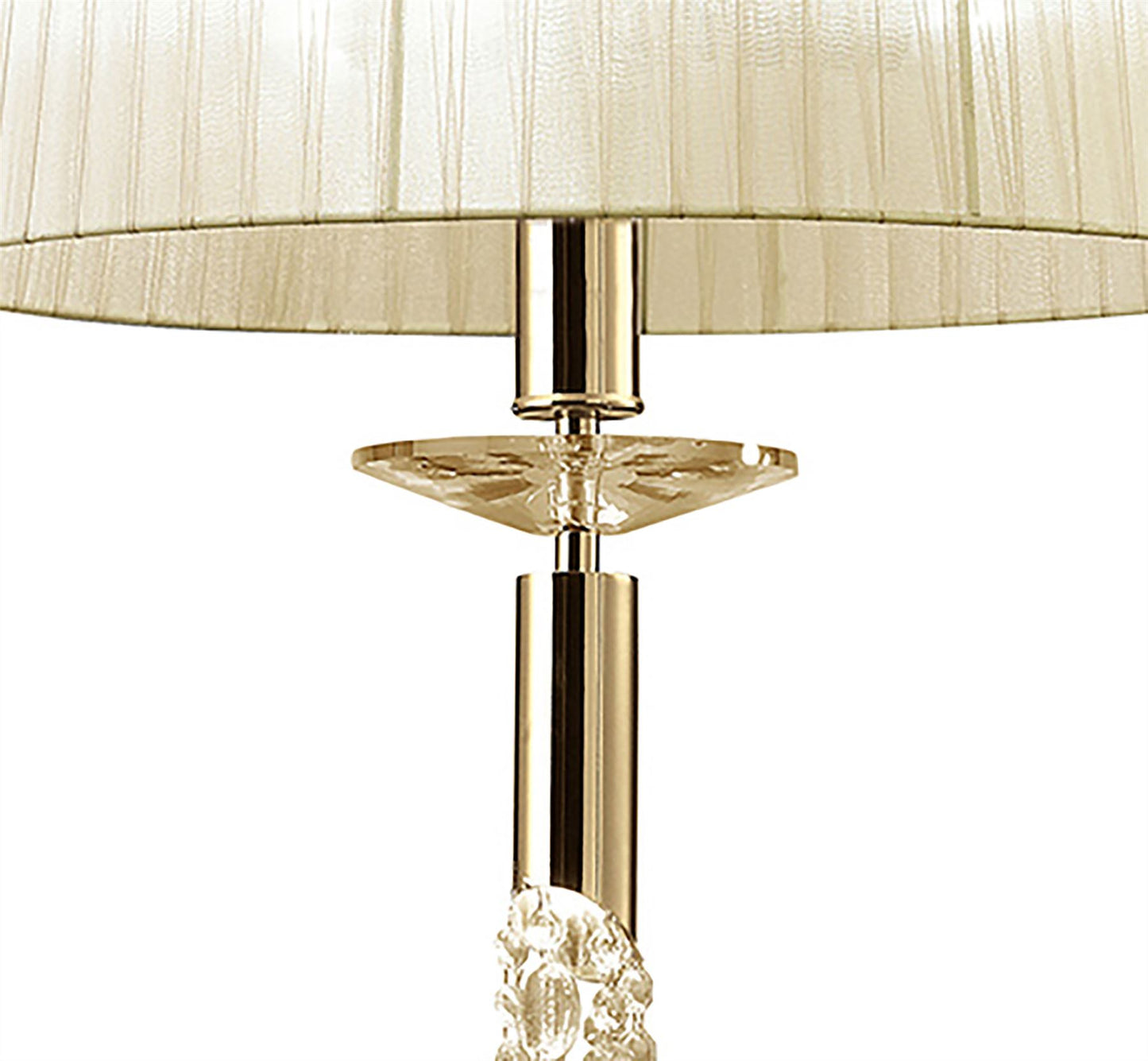 Mantra Tiffany 46cm Pendant 3+1 Light E27+G9, French Gold with Cream Shade & Clear Crystal