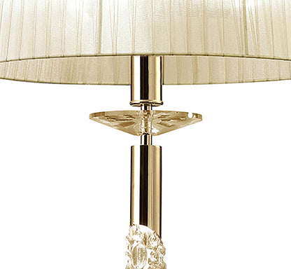 Mantra Tiffany 46cm Pendant 3+1 Light E27+G9, French Gold with Cream Shade & Clear Crystal