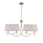 Mantra Mara Linear Pendant 2 Arm 4 Light E14, French Gold with Ivory White Shades