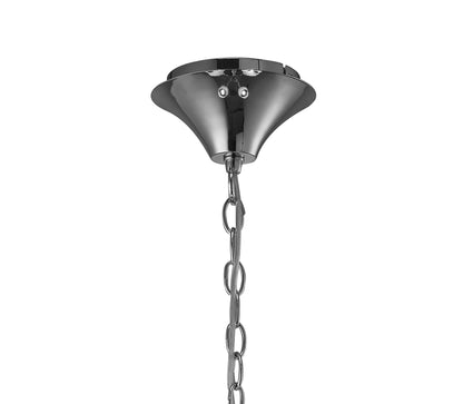 Mantra M3852 Tiffany Pendant 4+4 Light E14+G9, Polished Chrome with White Shades & Clear Crystal
