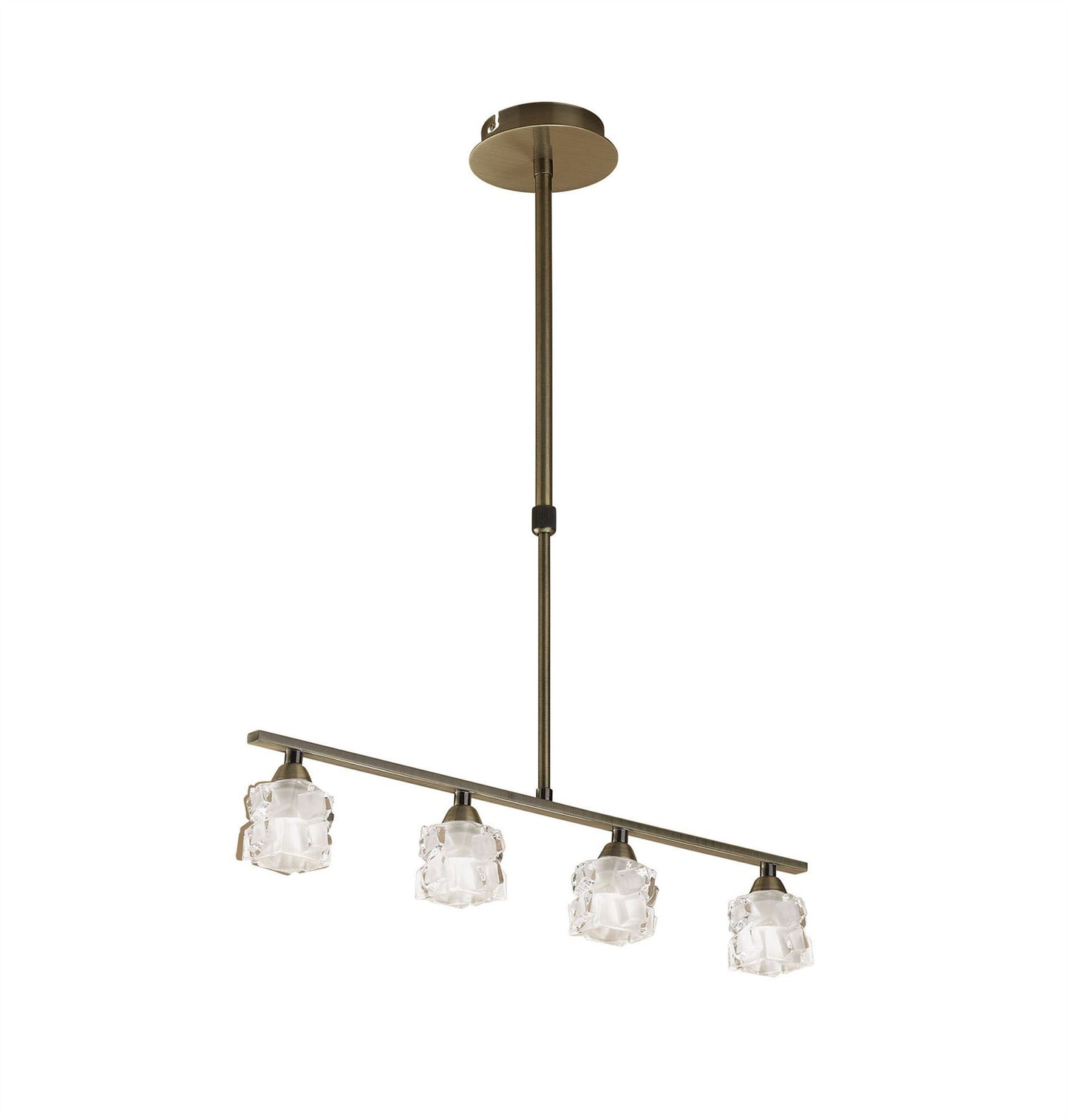 Mantra M1867 Ice Linear Pendant 4 Light G9 ECO Bar, Antique Brass