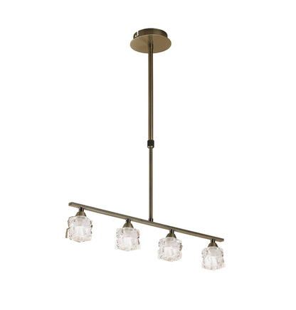 Mantra M1867 Ice Linear Pendant 4 Light G9 ECO Bar, Antique Brass