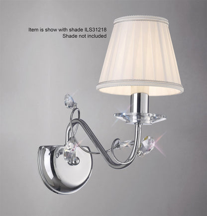 Diyas Willow Wall Light WITHOUT SHADE 1 Light E14 Polished Chrome/Crystal