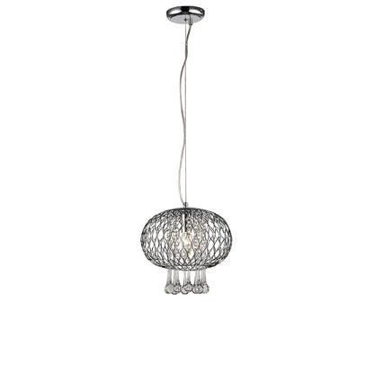 Diyas Chelsie 28cm Medium  1 Light E14 Polished Chrome/Clear Beaded Glass Ceiling Pendant Light Fitting
