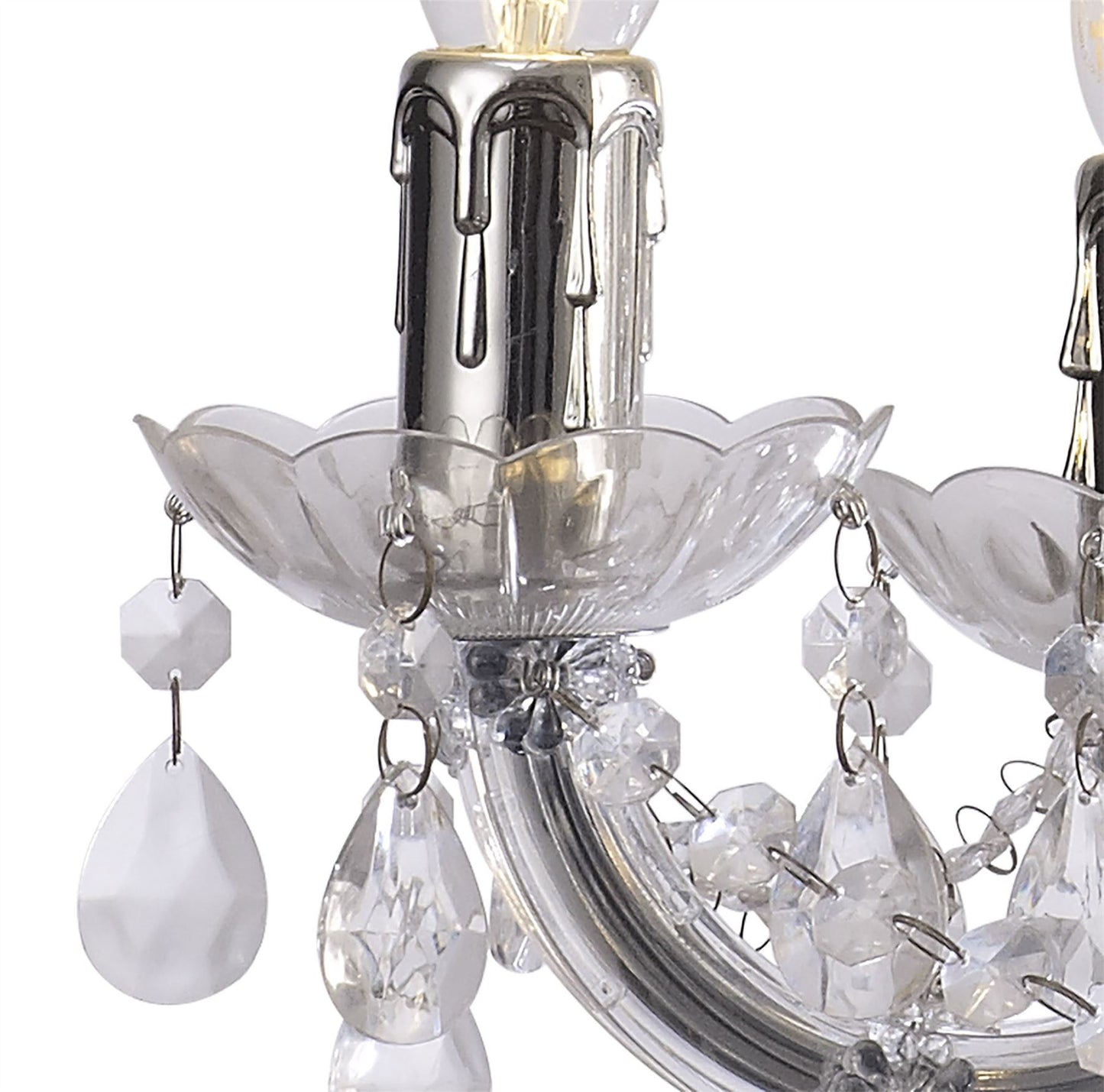 Deco Floria Chandelier with Acrylic Sconce & Acrylic Droplets 5 Light E14 Polished Chrome Finish
