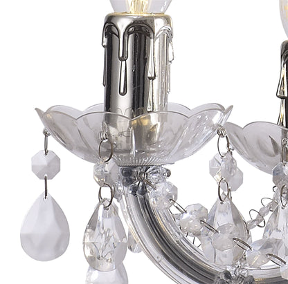 Deco Floria Chandelier with Acrylic Sconce & Acrylic Droplets 5 Light E14 Polished Chrome Finish