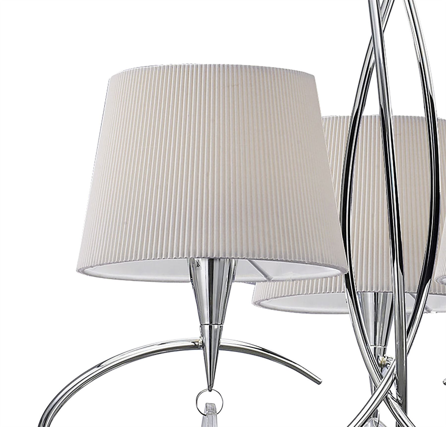 Mantra M1640 Mara Pendant 3 Light E14, Polished Chrome with Ivory White Shades