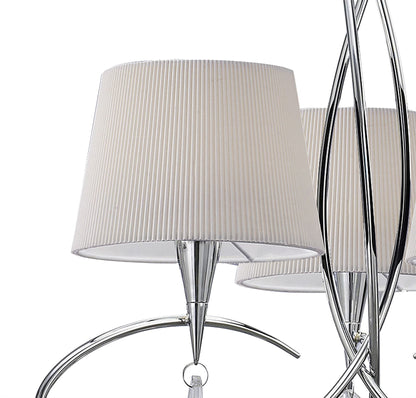 Mantra M1640 Mara Pendant 3 Light E14, Polished Chrome with Ivory White Shades