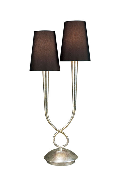 Mantra M0536 Paola Table Lamp 2 Light E14, Silver Painted with Black Shades