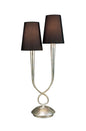Mantra M0536 Paola Table Lamp 2 Light E14, Silver Painted with Black Shades