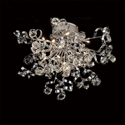 Diyas Kurlz 80cm  15 Light G4 Polished Chrome/Crystal, NOT LED/CFL Compatible Ceiling Light Fitting