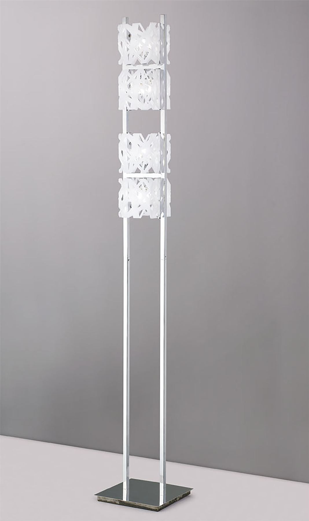 Mantra M1250 Tokio Floor Lamp 4 Light G9, Gloss White/Polished Chrome