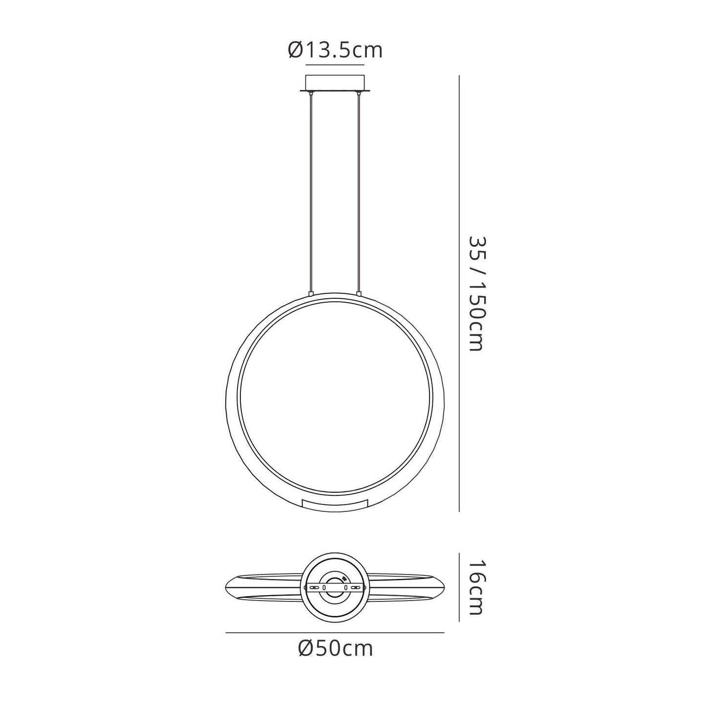 Mantra M6170 Ring Pendant 50cm Round, 23W LED, 3000K, 1600lm, White, 5yrs Warranty