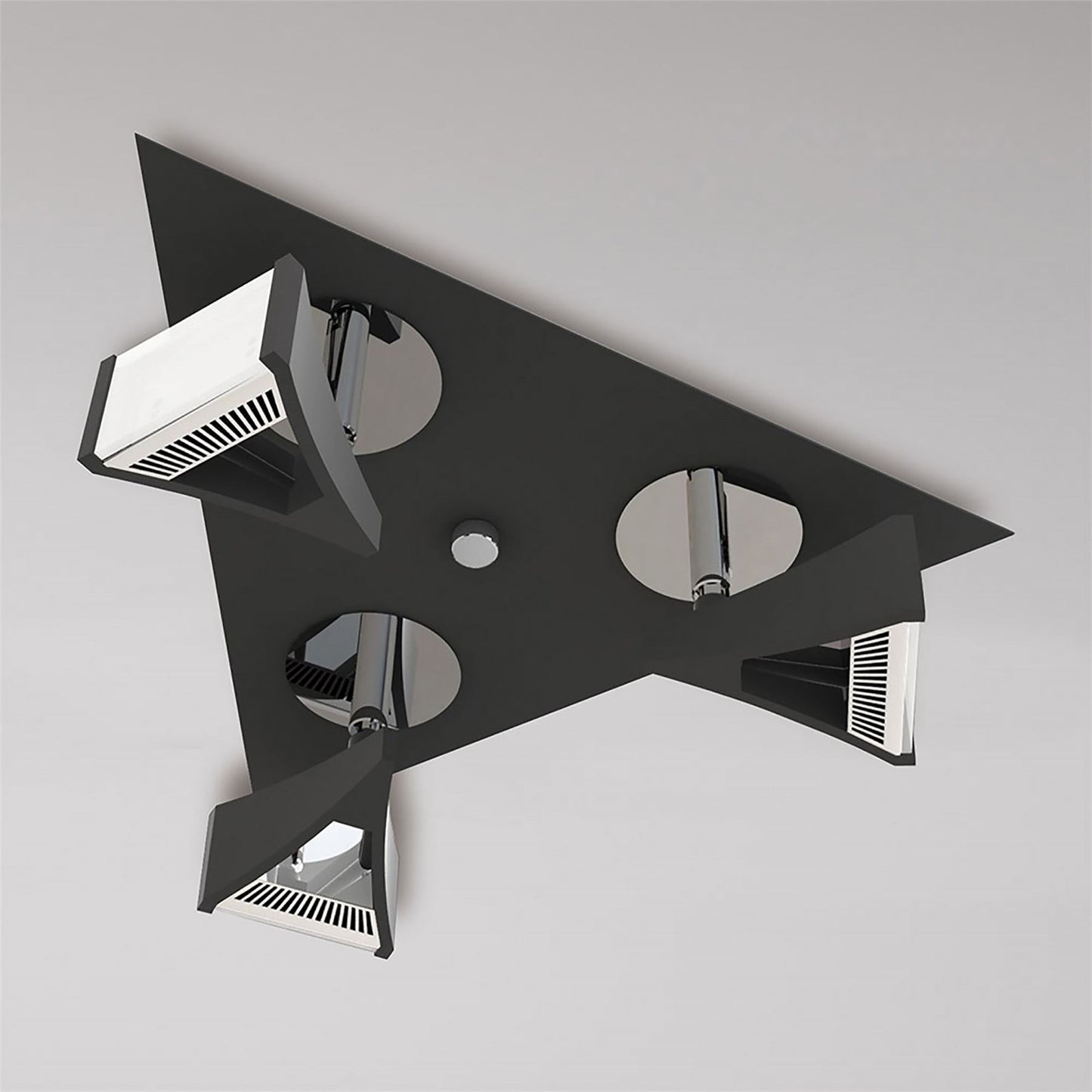 Mantra Fusion Filippo Spot Light 3 Light LED Triangular 15W 3000K, 1350lm, Matt Black/Polished Chrome, 3yrs Warranty