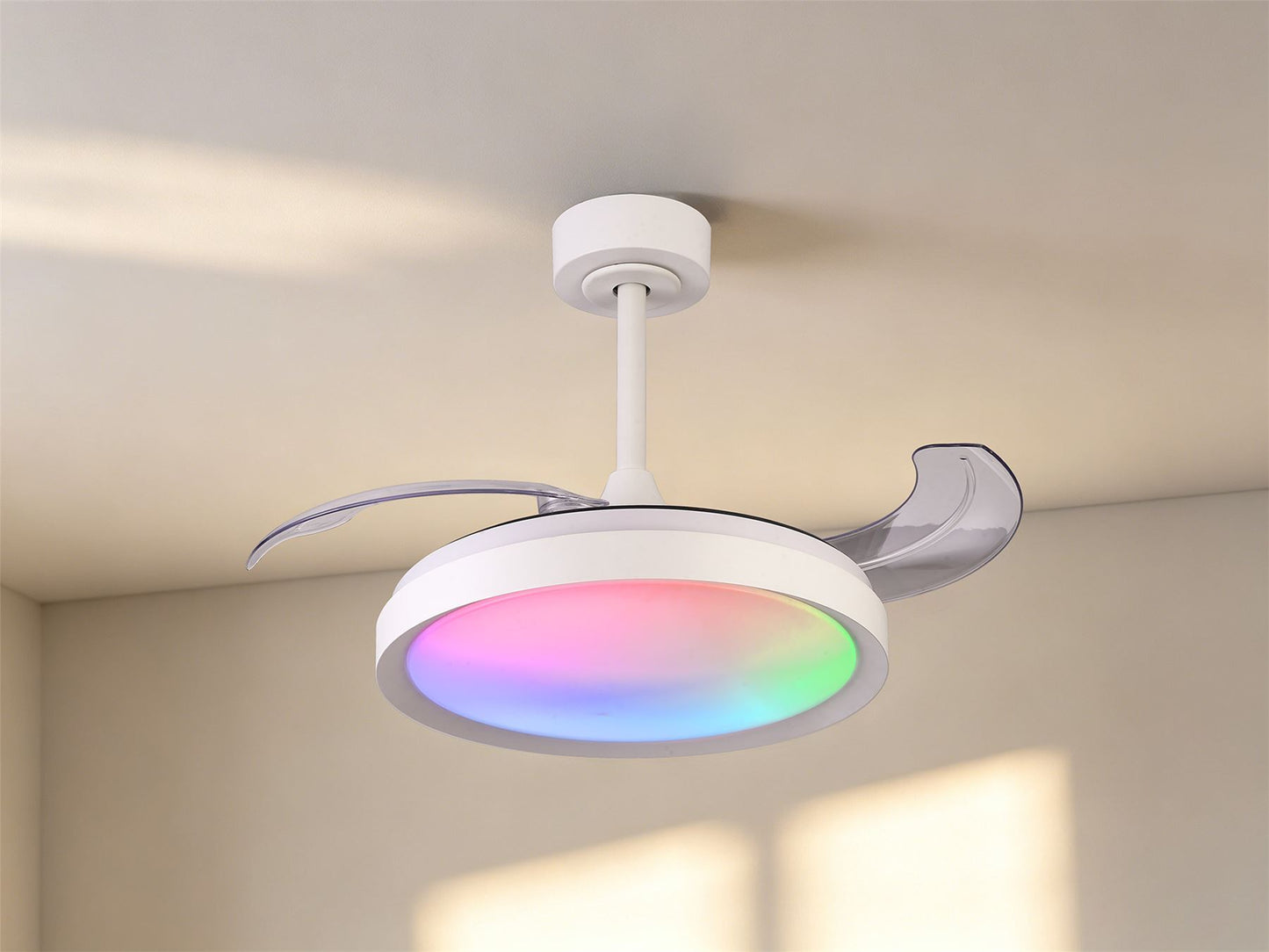 Siberia Mini 40W LED Dimmable White/RGB Ceiling Light With Built-In 28W DC Fan, 3000-6500K Remote Control, 2500lm, White, 5yrs Warranty