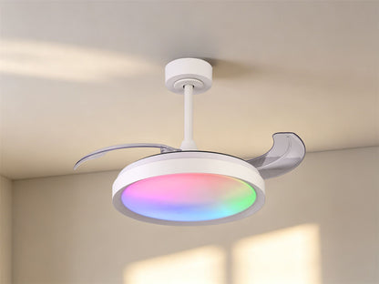 Siberia Mini 40W LED Dimmable White/RGB Ceiling Light With Built-In 28W DC Fan, 3000-6500K Remote Control, 2500lm, White, 5yrs Warranty