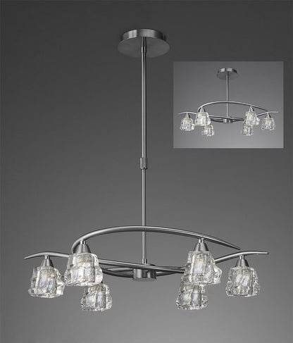 Mantra M3750 Iku Telescopic Semi Flush Convertible 6 Light G9, Satin Nickel