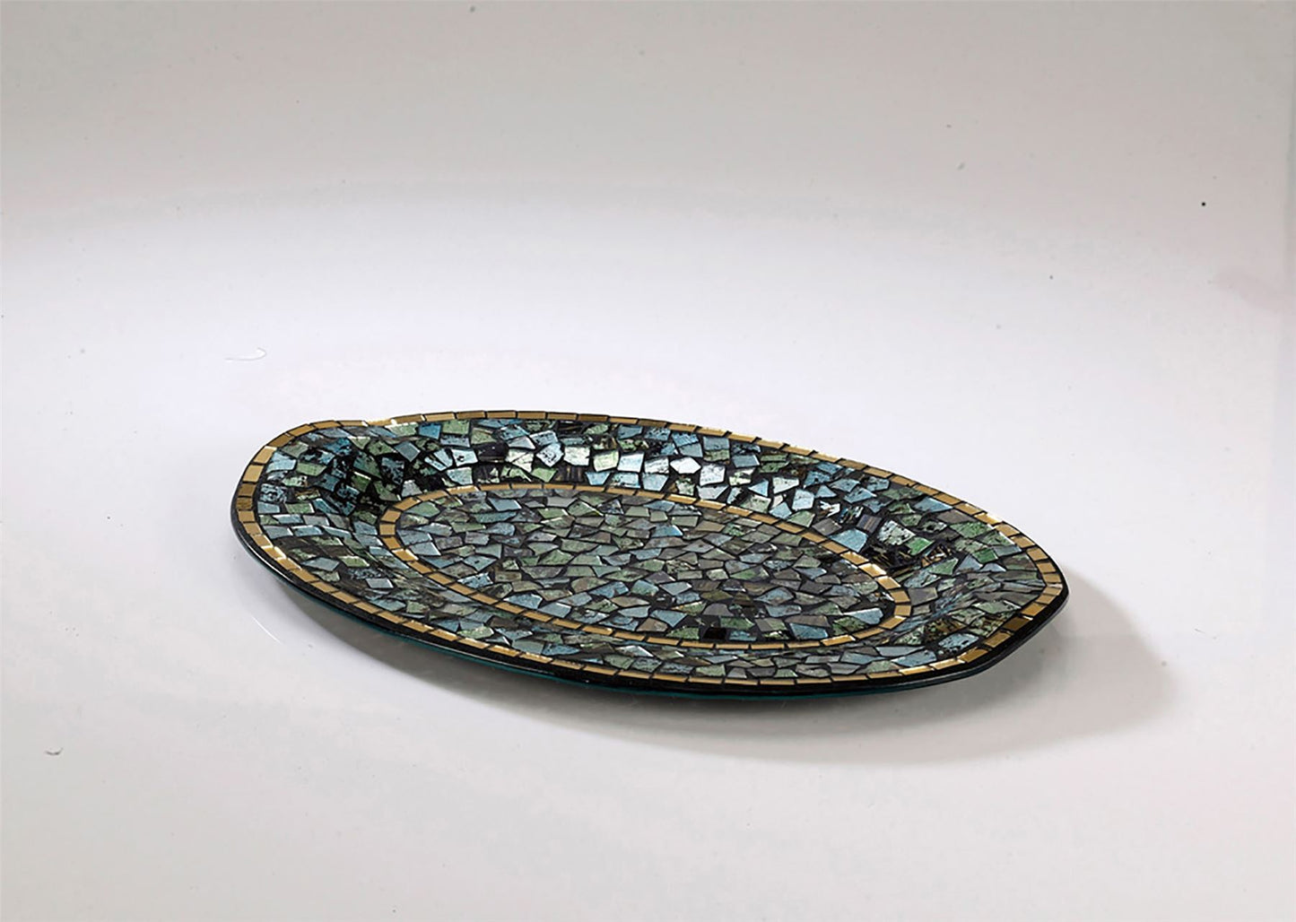 Diyas Home (DH) Addison Mosaic Platter Medium Blue/Silver/French Gold Mosaic