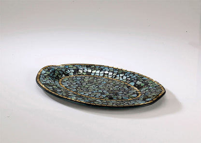 Diyas Home (DH) Addison Mosaic Platter Medium Blue/Silver/French Gold Mosaic