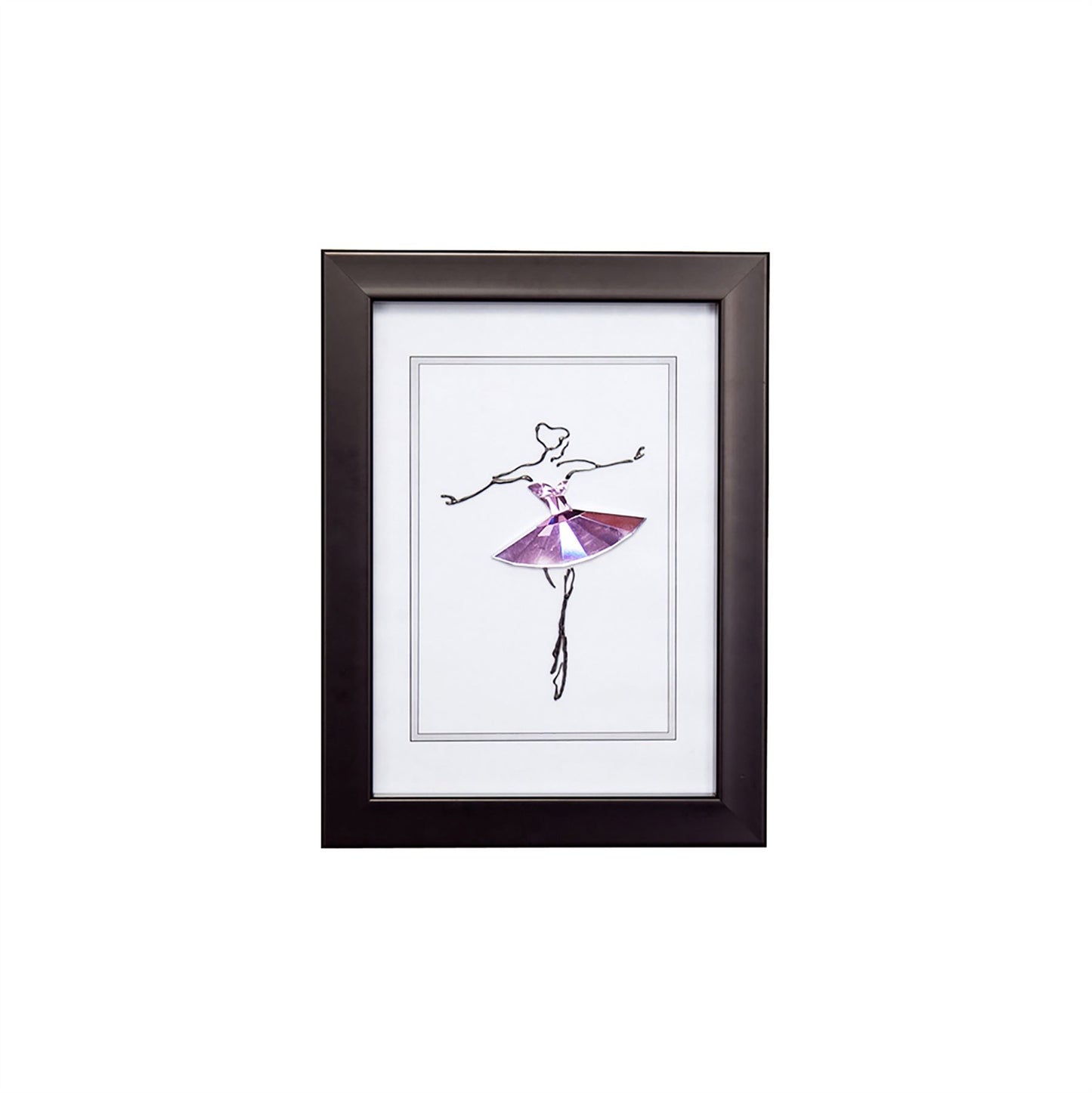 Diyas Home Crystal Wall Art (DH) Play Ballerina, Black Frame, Pink Crystal Framed
