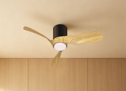 Nemo XS 72cm 18W LED Dimmable Ceiling Light With Built-In 26W DC Fan, 2700-5000K Remote Control, 2800lm, Black/Wood, 5yrs Warranty