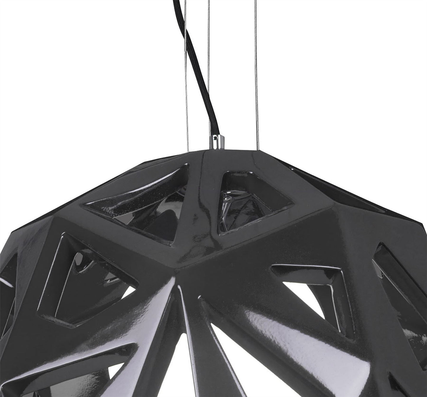 Mantra M3732 Facette Pendant 1 Light E27, Gloss Black/Polished Chrome