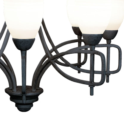 Diyas San Marino 54cm  8 Light E14 Tex/Pewter/Frosted Glass Ceiling Pendant Light Fitting