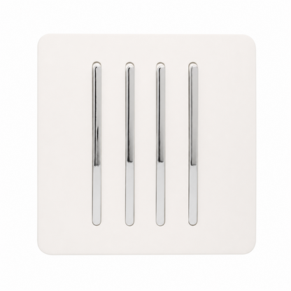 Trendi 4 Gang 2 Way Rocker Double Plate Tactile Light Switch Matt White - ART-SS8MWH