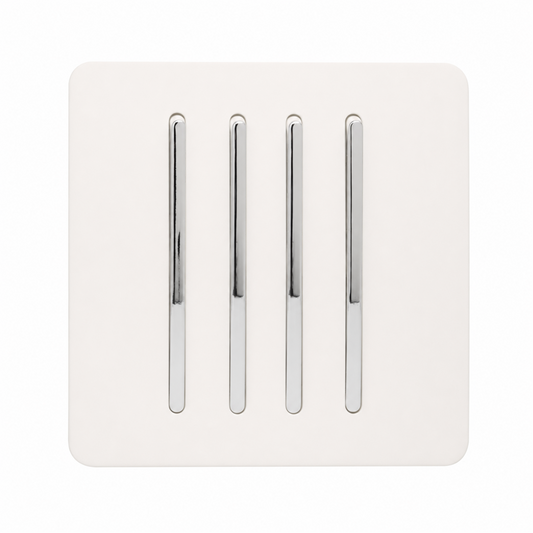 Trendi 4 Gang 2 Way Rocker Double Plate Tactile Light Switch Matt White - ART-SS8MWH