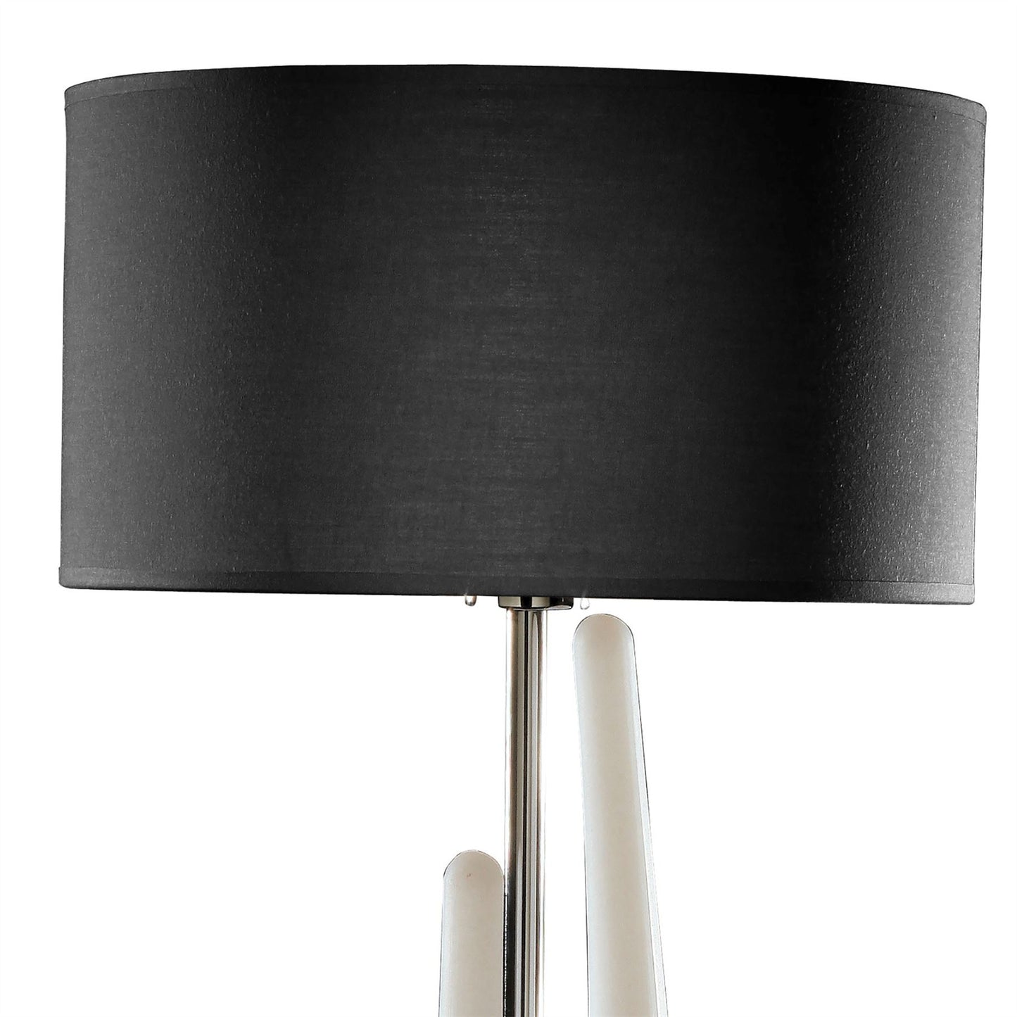 Mantra Estalacta Table Lamp 3 Light GU10 Indoor, Silver/Opal White with Black Shade