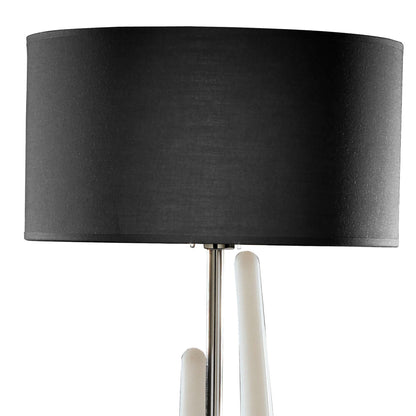 Mantra Estalacta Table Lamp 3 Light GU10 Indoor, Silver/Opal White with Black Shade