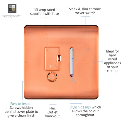 Trendi Artistic Modern Glossy Tactile Fused Spur Switch Copper