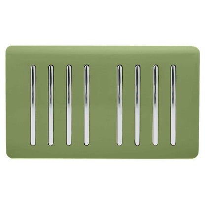 Trendi Artistic Modern Glossy 8 Gang 2 Way Rocker  Double Plate Tactile Light Switch Moss Green