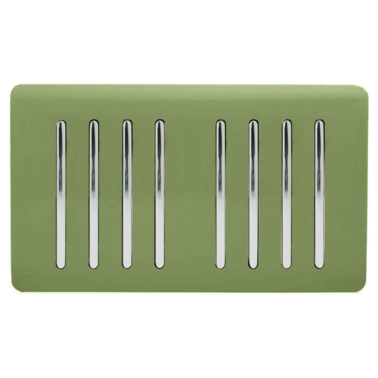 Trendi Artistic Modern Glossy 8 Gang 2 Way Rocker  Double Plate Tactile Light Switch Moss Green
