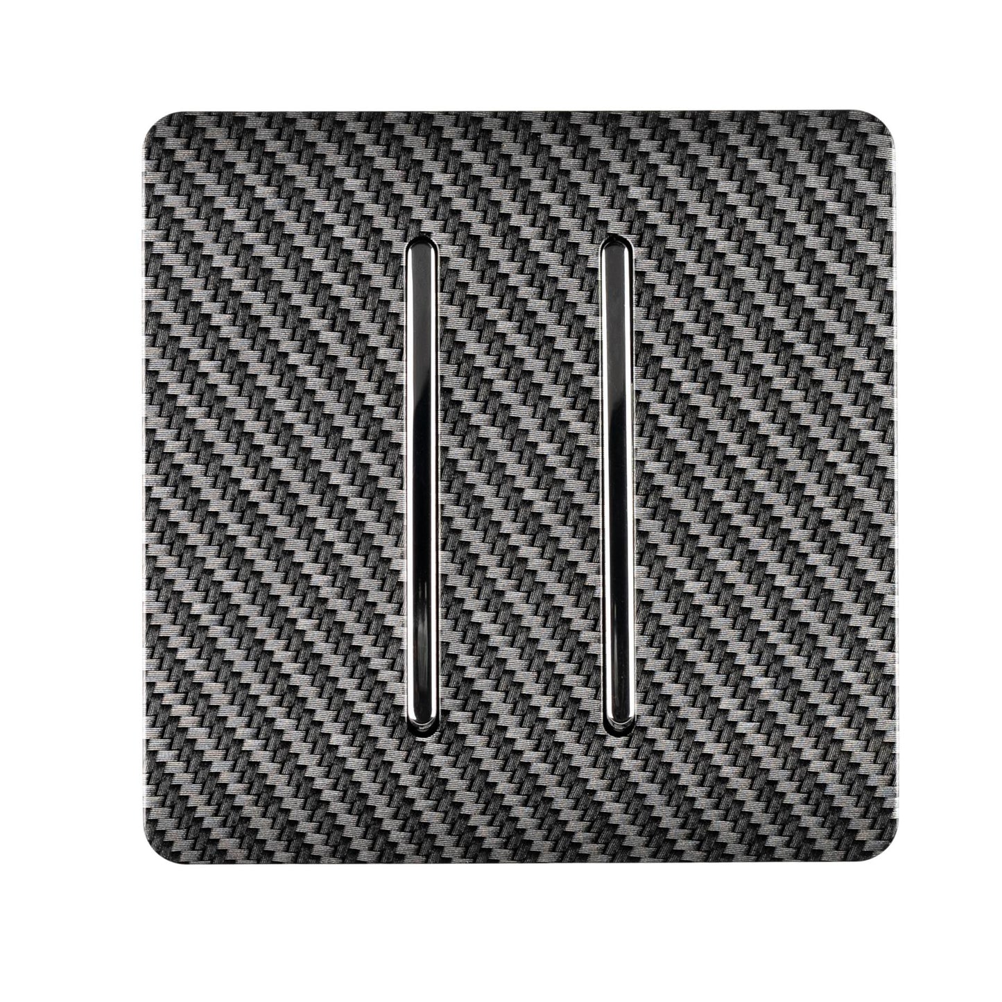 Trendi 2 Gang 2 Way 240V Screwless Artistic Modern Glossy 10 Amp Chrome Rocker Electrical Wall Light Switch in Carbon Fibre (2 pack)