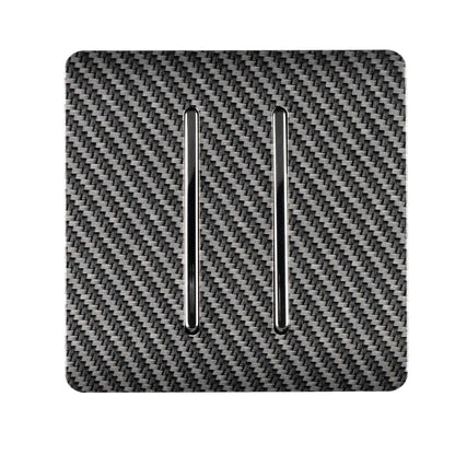Trendi 2 Gang 2 Way 240V Screwless Artistic Modern Glossy 10 Amp Chrome Rocker Electrical Wall Light Switch in Carbon Fibre (2 pack)